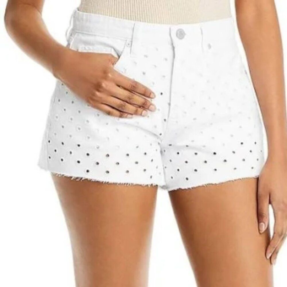 NWT Blank NYC White Eyelet Vintage High Rise cutoffs denim Barrow Shorts NEW 24